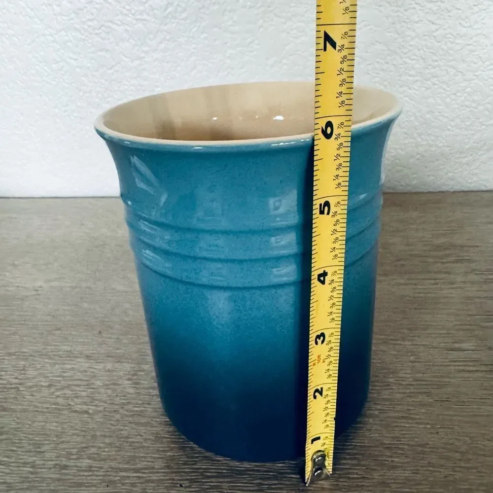 LeCreuset Marine Blue Ombre Kitchen Utensil Storage Crock Canister Vase
